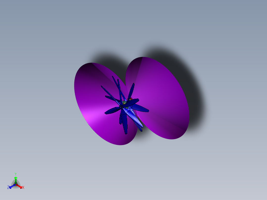共轴双桨径向发动机正等轴测图
