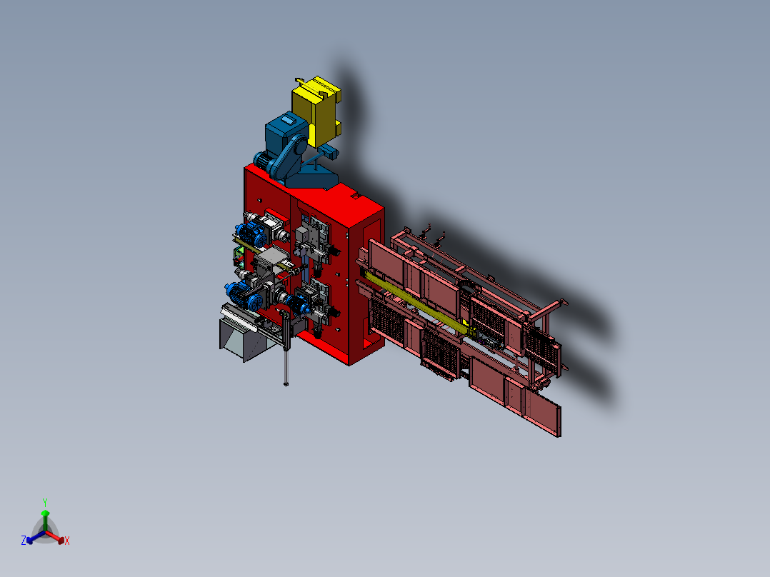 超大型车床加工生产线sw17正等轴测图