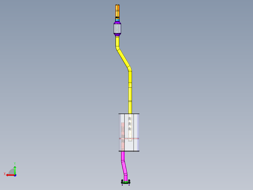 P084-汽车排气消声器设计及三维catia建模后视图