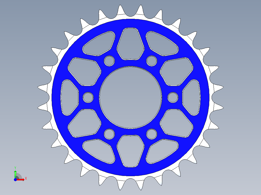 自行车链条链轮前视图