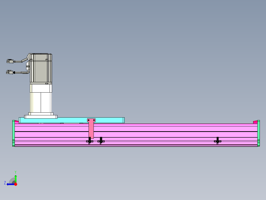 东锦齿条传动DH210G-L167-S450-BU-减速机+P750W右视图