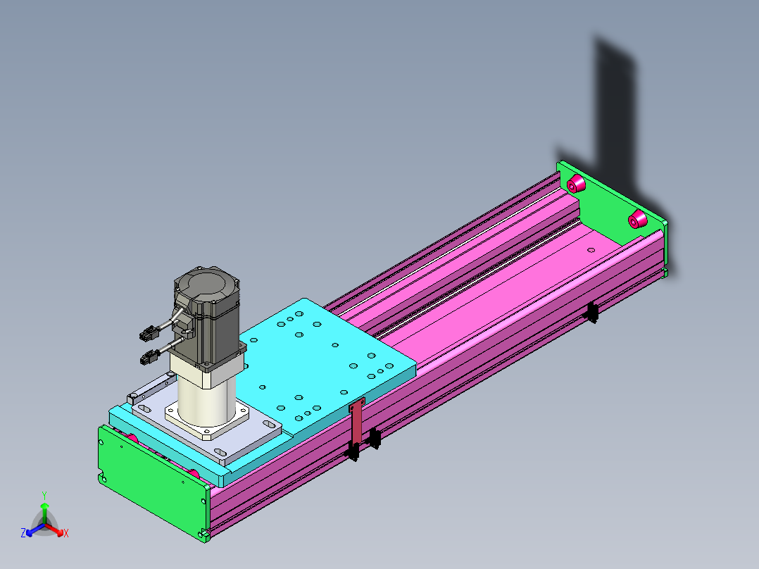 东锦齿条传动DH210G-L167-S450-BU-减速机+P750W正等轴测图