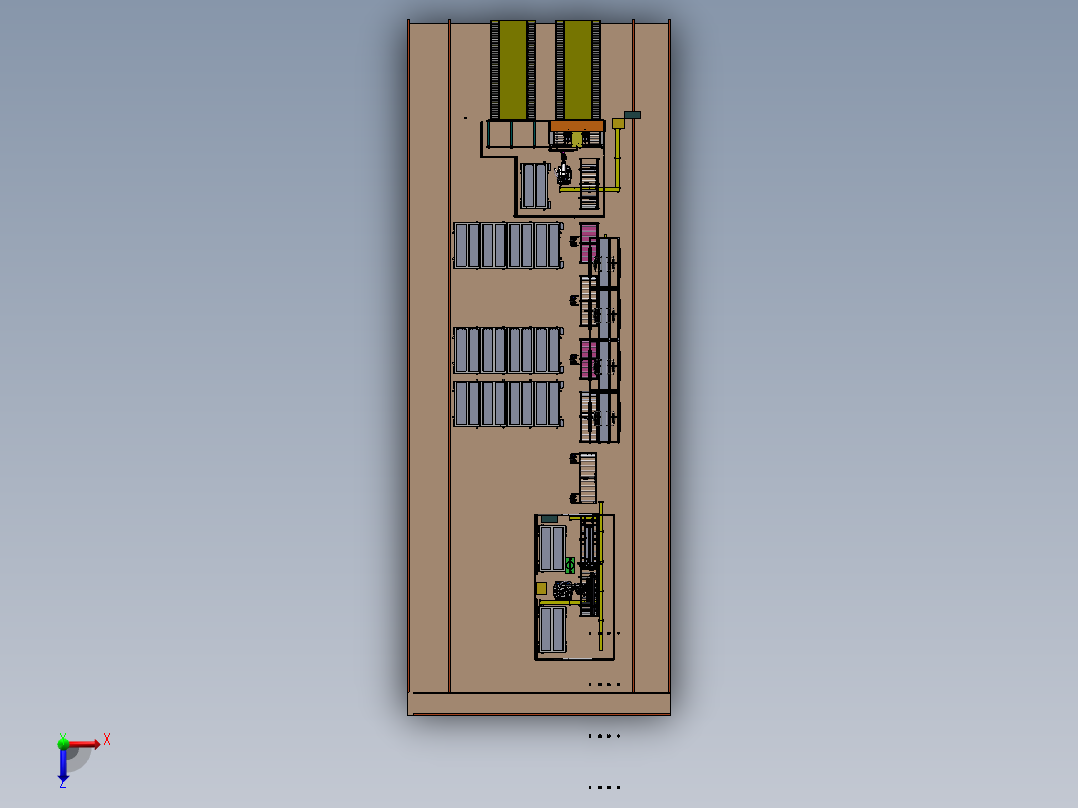 2023.02月-电梯复合门板涂胶装配装箱生产系统（sw19可编辑+工程图）俯视图