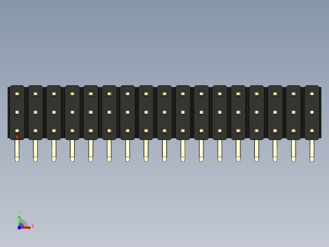 彩色公排针 100mil 2.54mm 系列-DS1022_black_3x17p_100mil_TypeD_rev1.0前视图