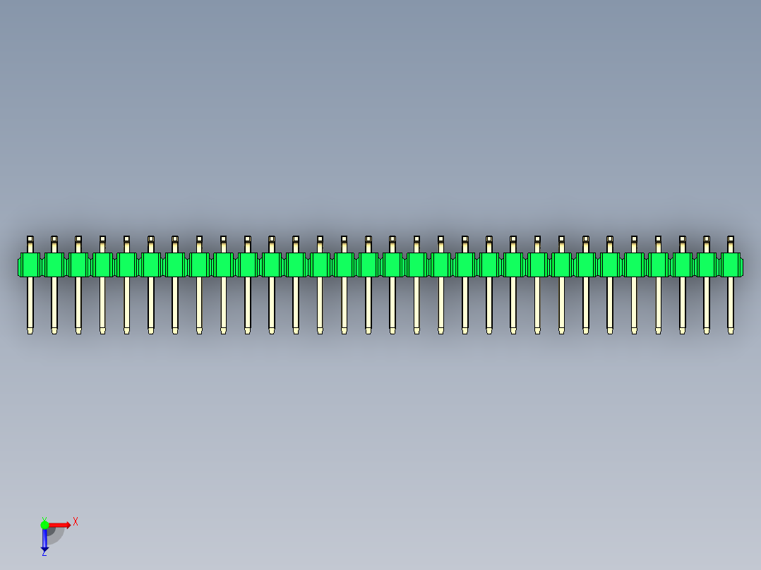 彩色公排针 100mil 2.54mm 系列-DS1022_green_60p_100mil_TypeSMT_rev1.0俯视图