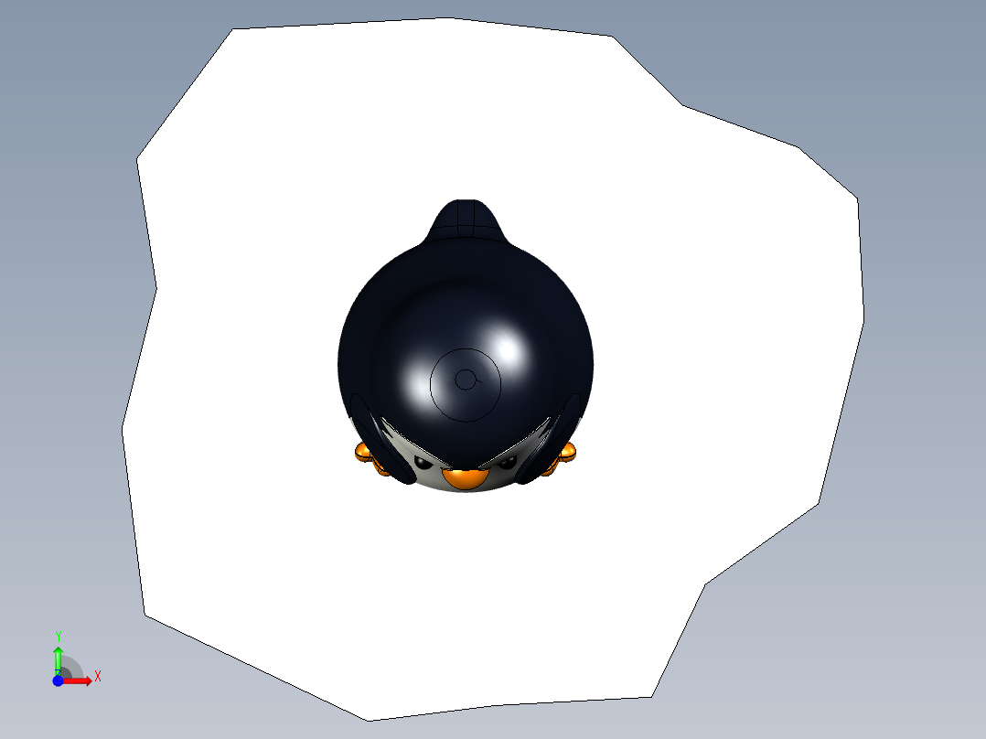 冰面上的企鹅前视图