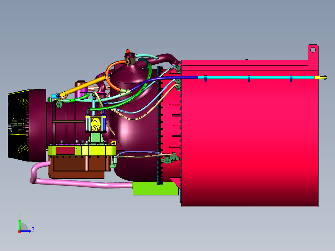 陆战坦克航空技术发动机左视图
