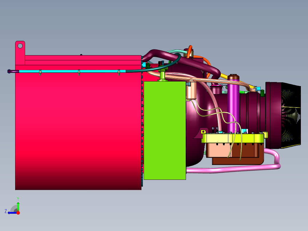 陆战坦克航空技术发动机右视图