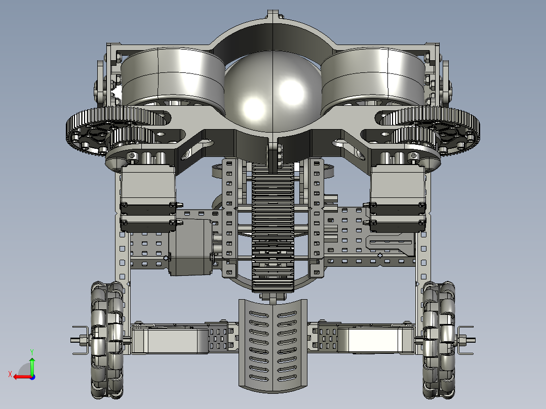 Vex全向轮发求机器人三维建模图纸 STEP格式图档后视图