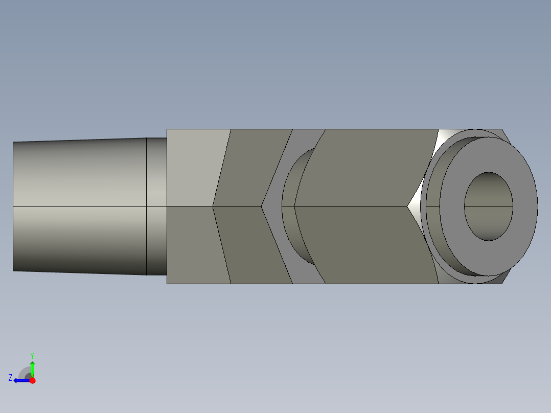 卡套式工业通用硬管接头4-4_vbu-s右视图