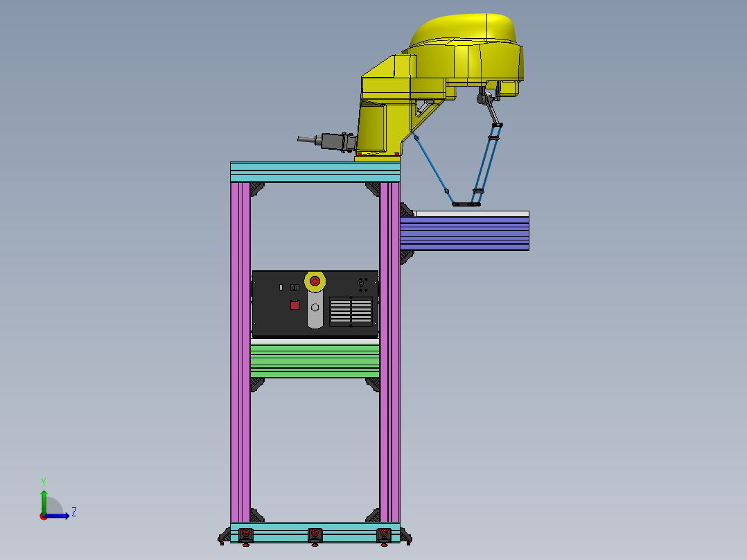 Fanuc Delta M-1iA1H 机器人支架由博世铝型材制成 -v1左视图