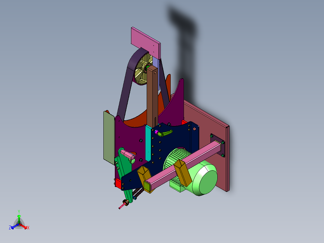小型家用台式平面砂光磨刀砂带机正等轴测图