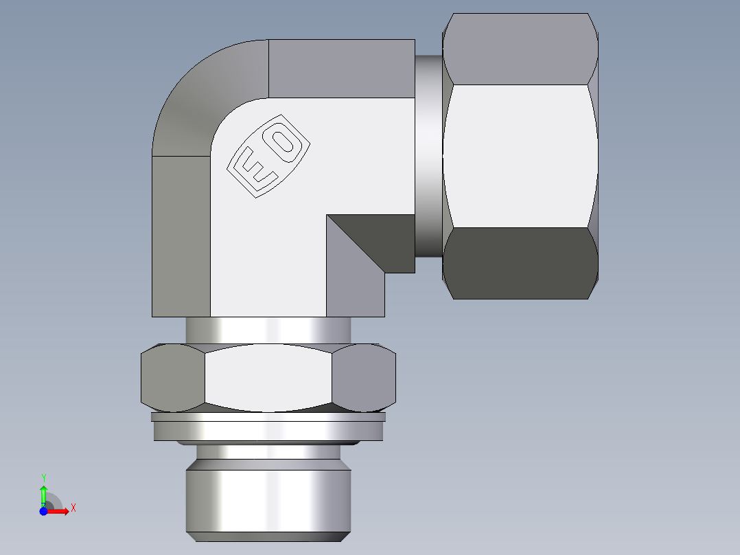 卡套式工业通用硬管接头EO_Adjustable_Locknut_elbow_WEE15LMCF前视图