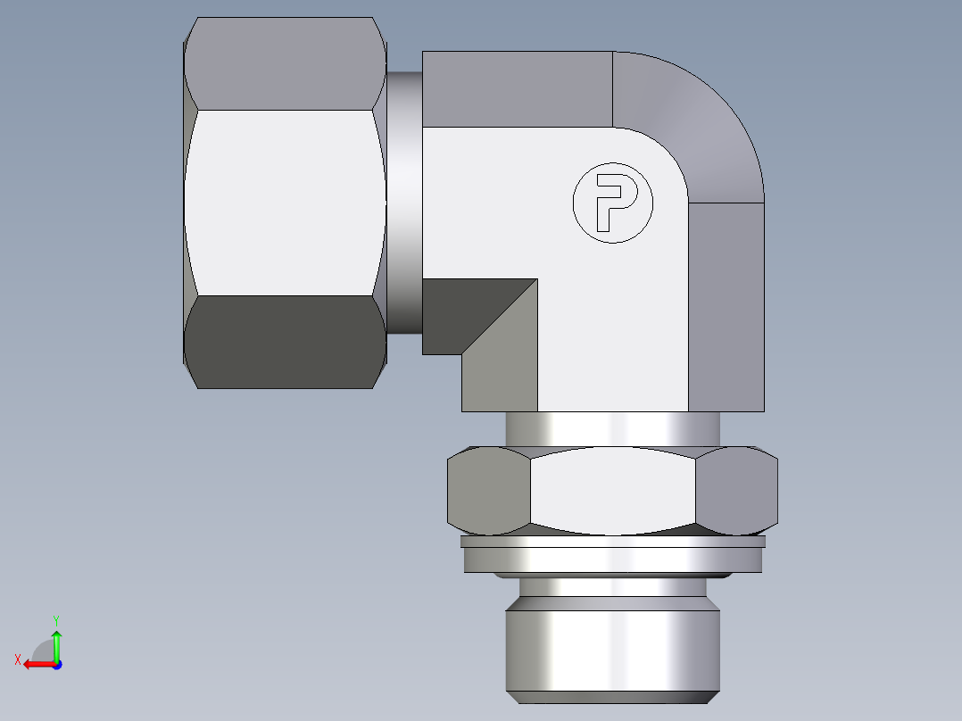 卡套式工业通用硬管接头EO_Adjustable_Locknut_elbow_WEE15LMCF后视图