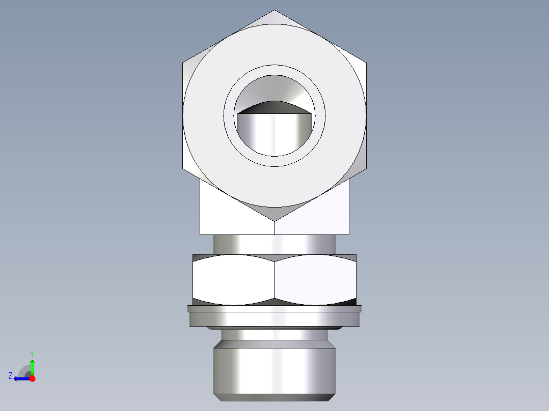 卡套式工业通用硬管接头EO_Adjustable_Locknut_elbow_WEE15LMCF右视图