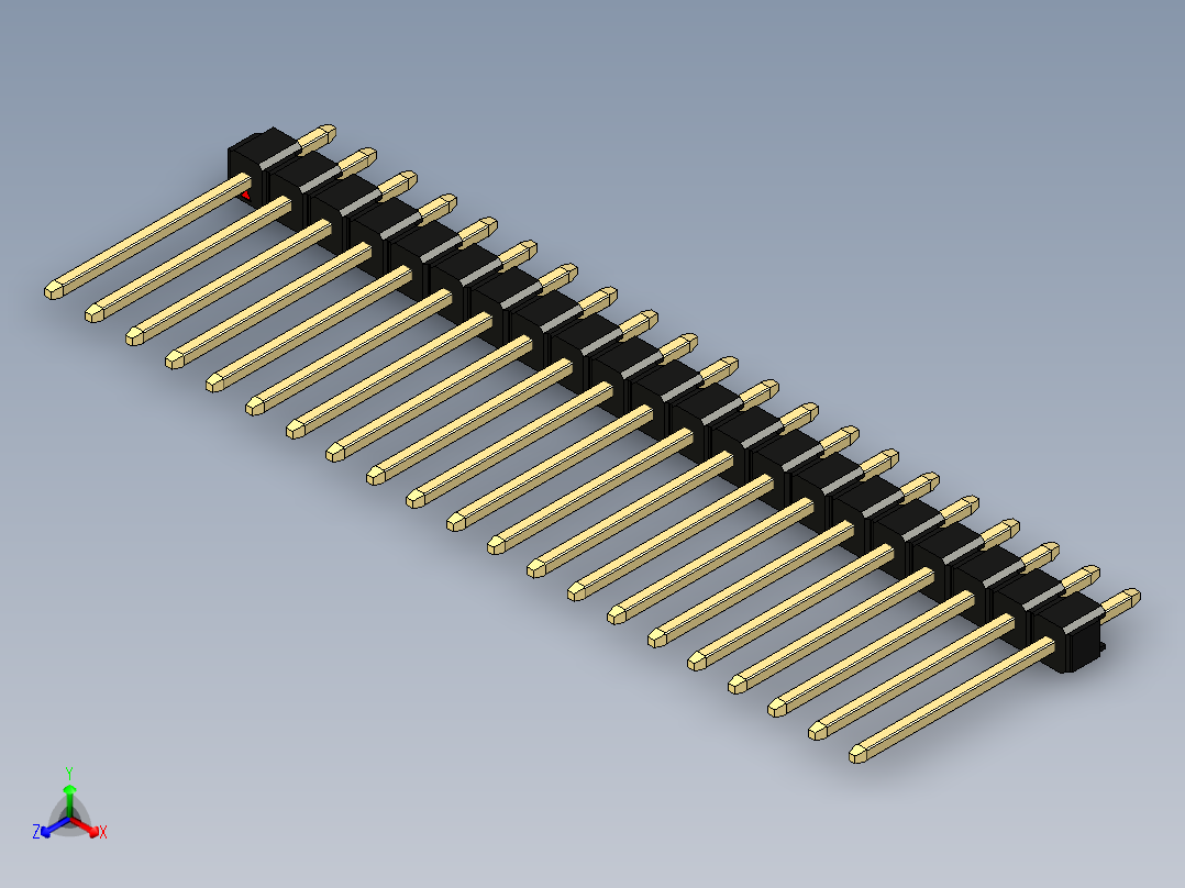 彩色公头100mil（2.54mm）系列-DS1021_black_1x21p_100mil_Type5_rev1.0正等轴测图