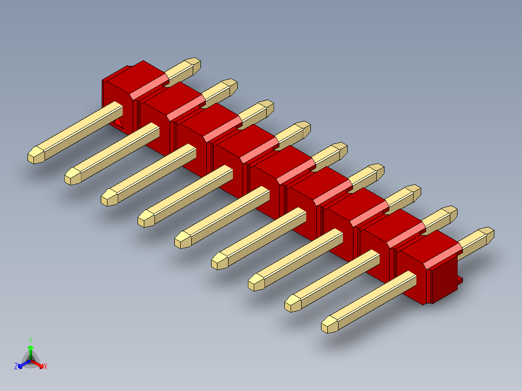 彩色公头100mil（2.54mm）系列-DS1021_red_1x09p_100mil_Type1_rev1.0