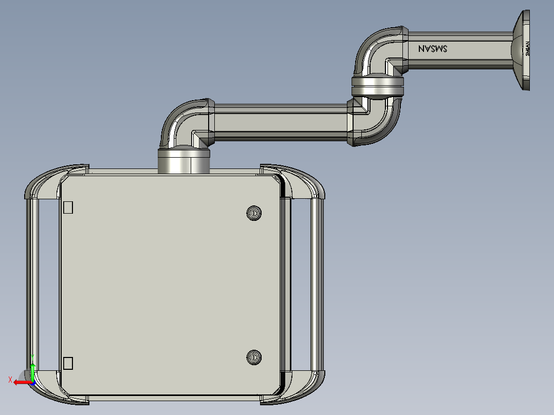 向下固定底座+转角+中间连接器+90度箱体连接器+控制箱后视图