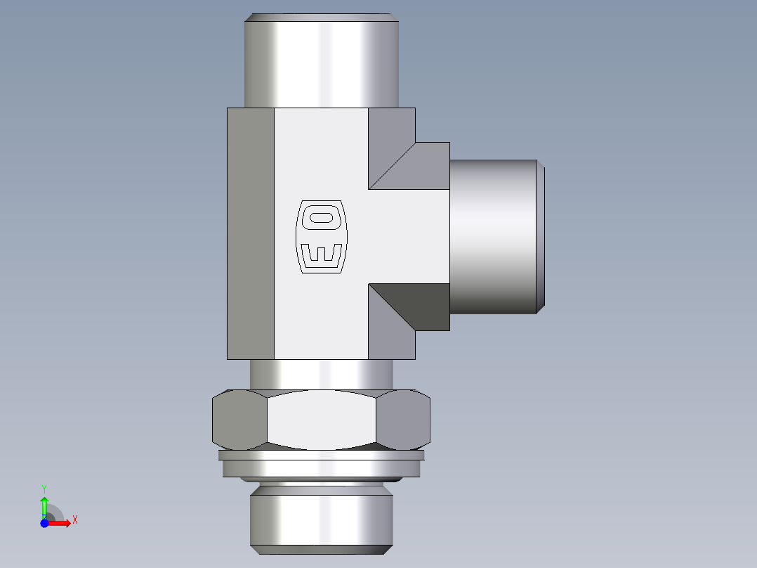 卡套式工业通用硬管接头EO_Adjustable_locknut_run_tee_LEE12LROMDCF前视图