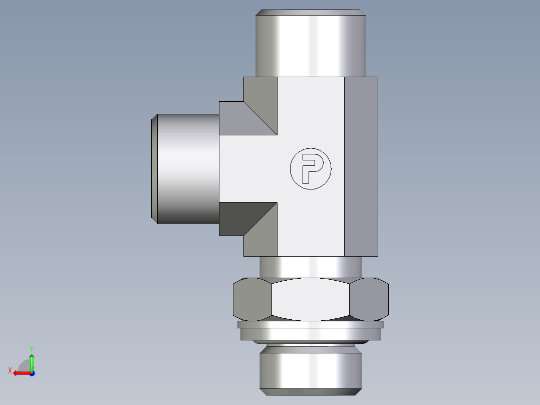 卡套式工业通用硬管接头EO_Adjustable_locknut_run_tee_LEE12LROMDCF后视图