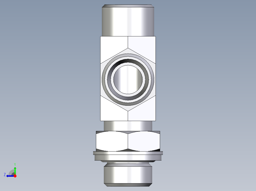 卡套式工业通用硬管接头EO_Adjustable_locknut_run_tee_LEE12LROMDCF右视图