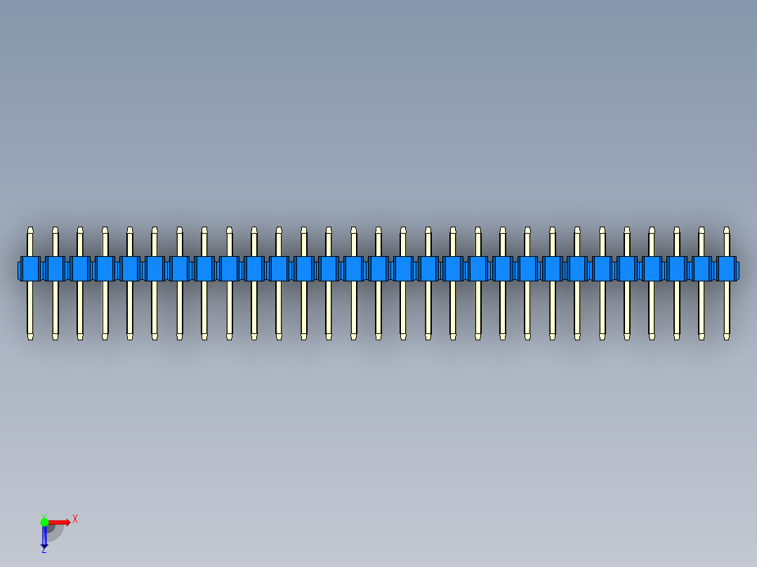 彩色公头100mil（2.54mm）系列-DS1021_blue_1x29p_100mil_Type1_rev1.0俯视图