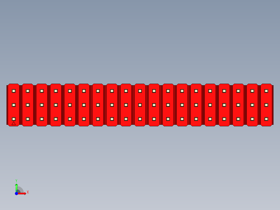 彩色公头100mil（2.54mm）系列-DS1021_red_3x19p_100mil_Type1_rev1.0前视图