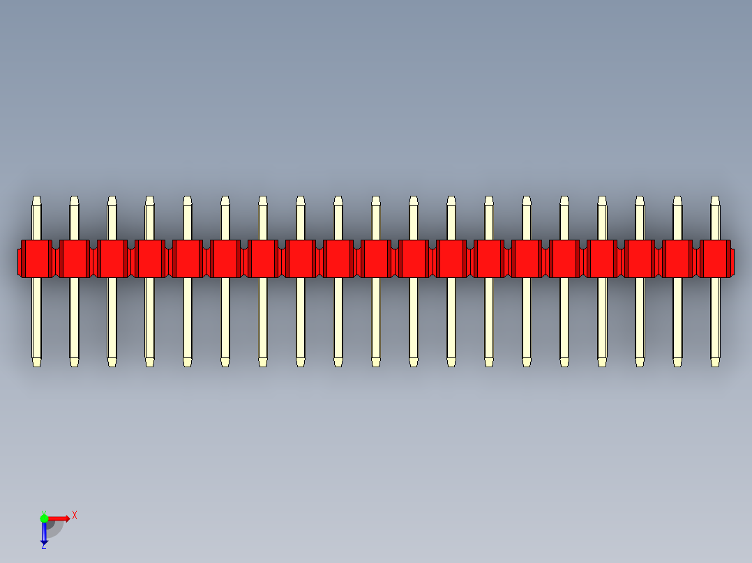 彩色公头100mil（2.54mm）系列-DS1021_red_3x19p_100mil_Type1_rev1.0俯视图