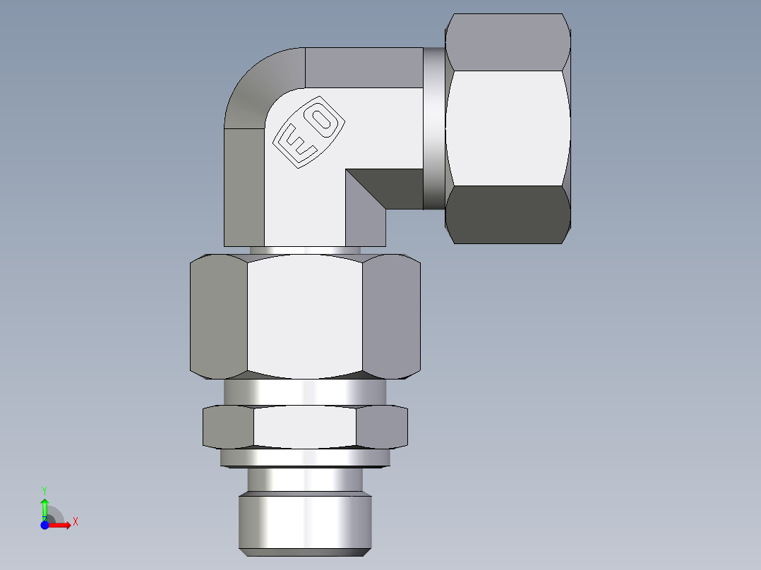 卡套式工业通用硬管接头EO_Assembled_adjustable_standpipe_elbow_EVW15LM71前视图