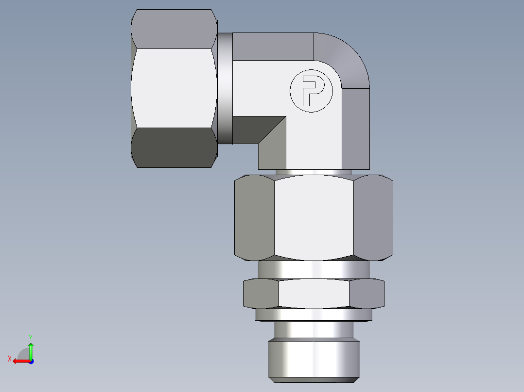 卡套式工业通用硬管接头EO_Assembled_adjustable_standpipe_elbow_EVW15LM71后视图
