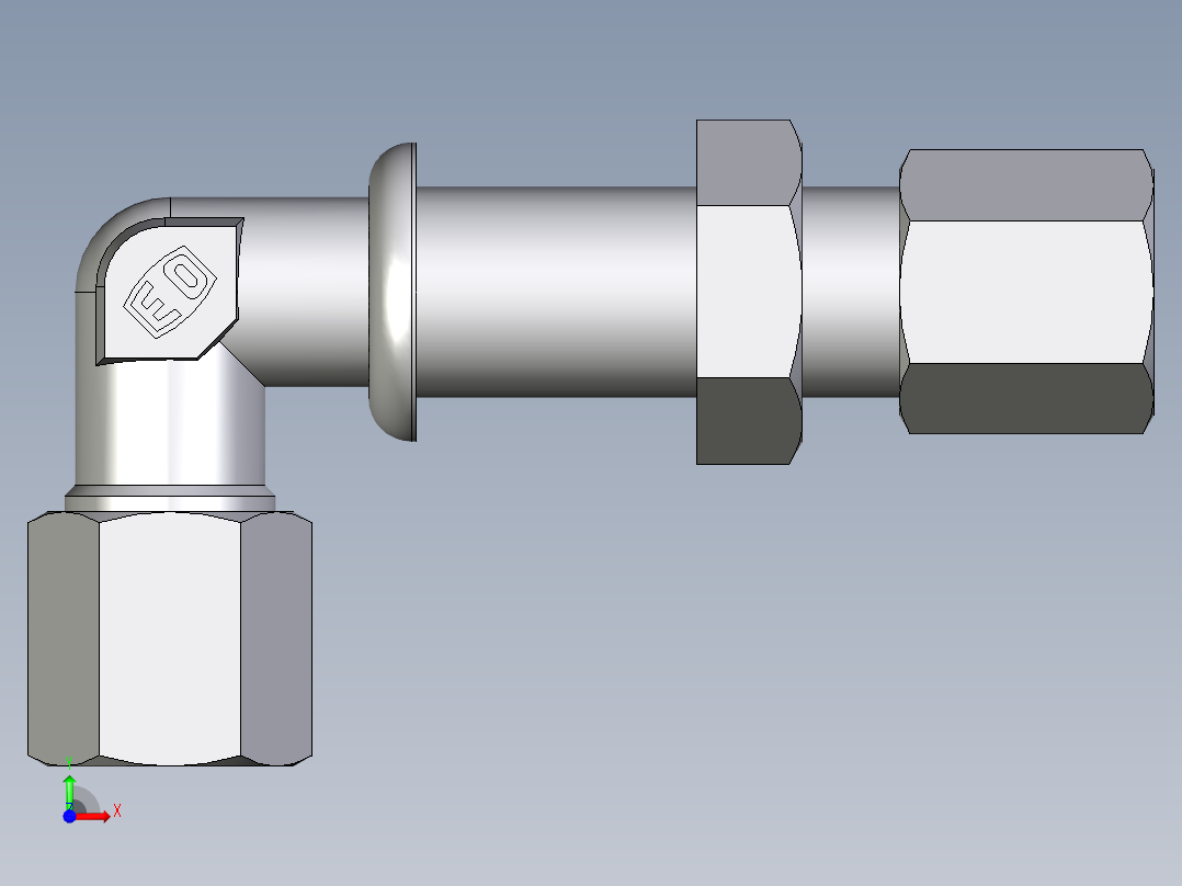 卡套式工业通用硬管接头EO_Bulkhead_elbow_WSV06ZL71前视图