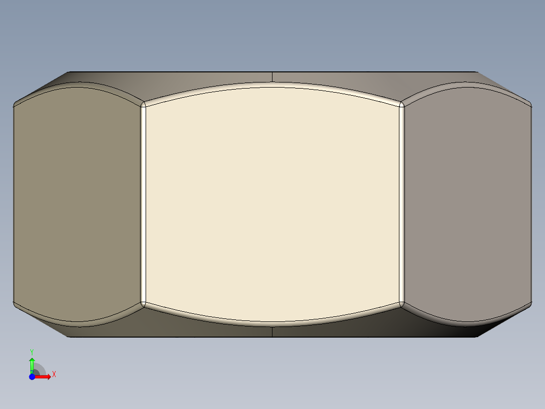 紧固件-IGES Raw Steel Nut 1.000前视图