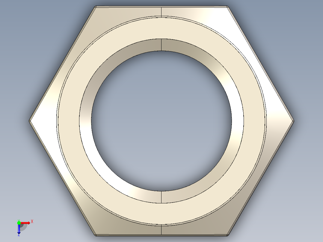 紧固件-IGES Raw Steel Nut 1.000俯视图