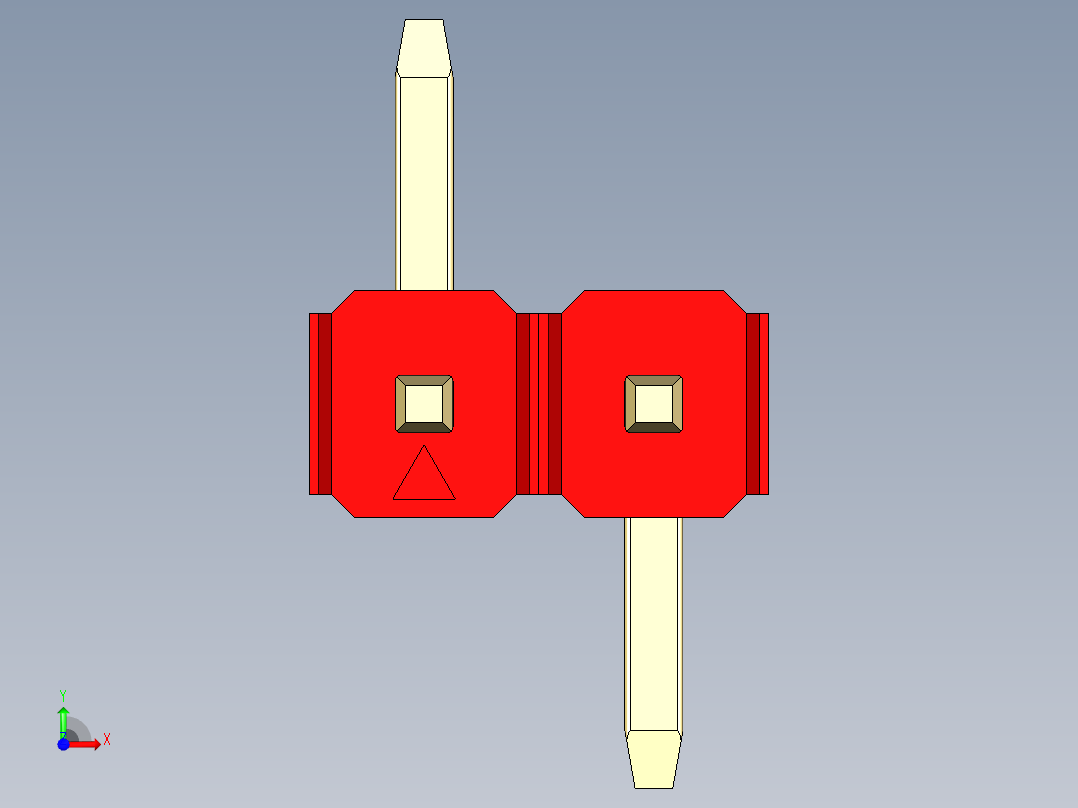 彩色公排针 100mil 2.54mm 系列-DS1022_red_02p_100mil_Type_SMT_R1_rev1.0前视图