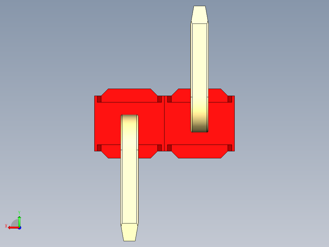 彩色公排针 100mil 2.54mm 系列-DS1022_red_02p_100mil_Type_SMT_R1_rev1.0后视图