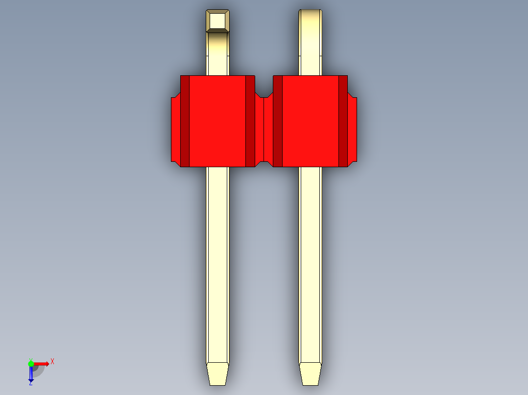 彩色公排针 100mil 2.54mm 系列-DS1022_red_02p_100mil_Type_SMT_R1_rev1.0俯视图