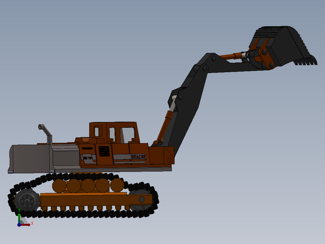 Excavator 3D model履带挖掘机前视图