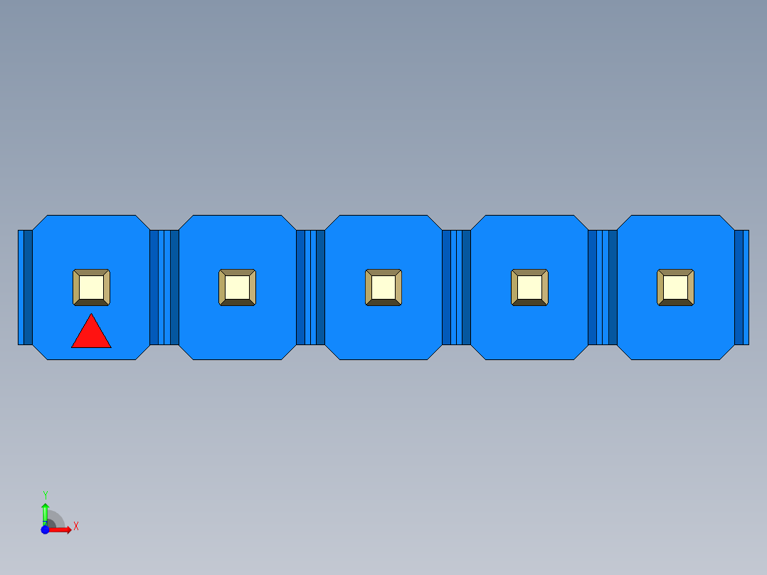 彩色公头100mil（2.54mm）系列-DS1021_blue_1x05p_100mil_Type1_rev1.0前视图