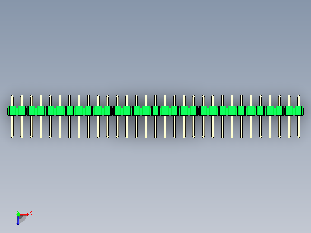 彩色公头100mil（2.54mm）系列-DS1021_green_1x31p_100mil_Type1_rev1.0俯视图