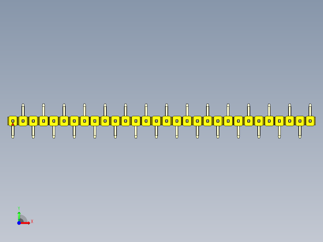 彩色公排针 100mil 2.54mm 系列-DS1022_yellow_30p_100mil_Type_SMT_R2_rev1.0前视图