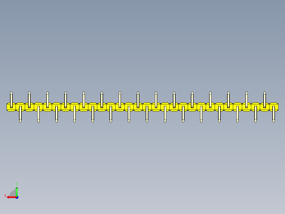 彩色公排针 100mil 2.54mm 系列-DS1022_yellow_30p_100mil_Type_SMT_R2_rev1.0后视图