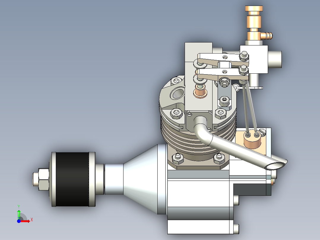 V型双翼飞机发动机前视图