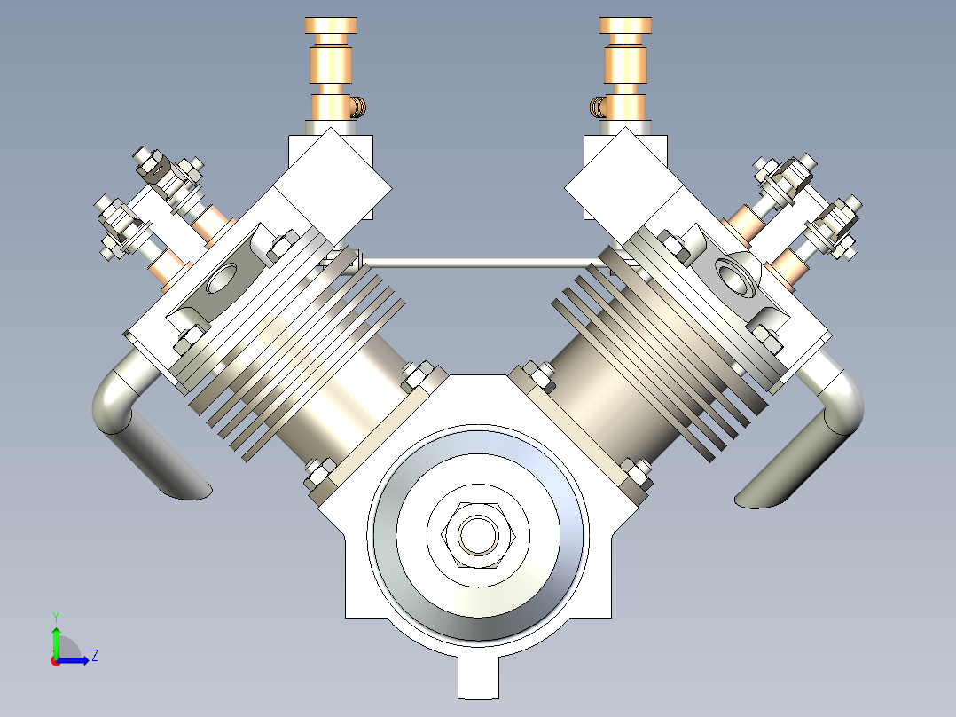 V型双翼飞机发动机左视图