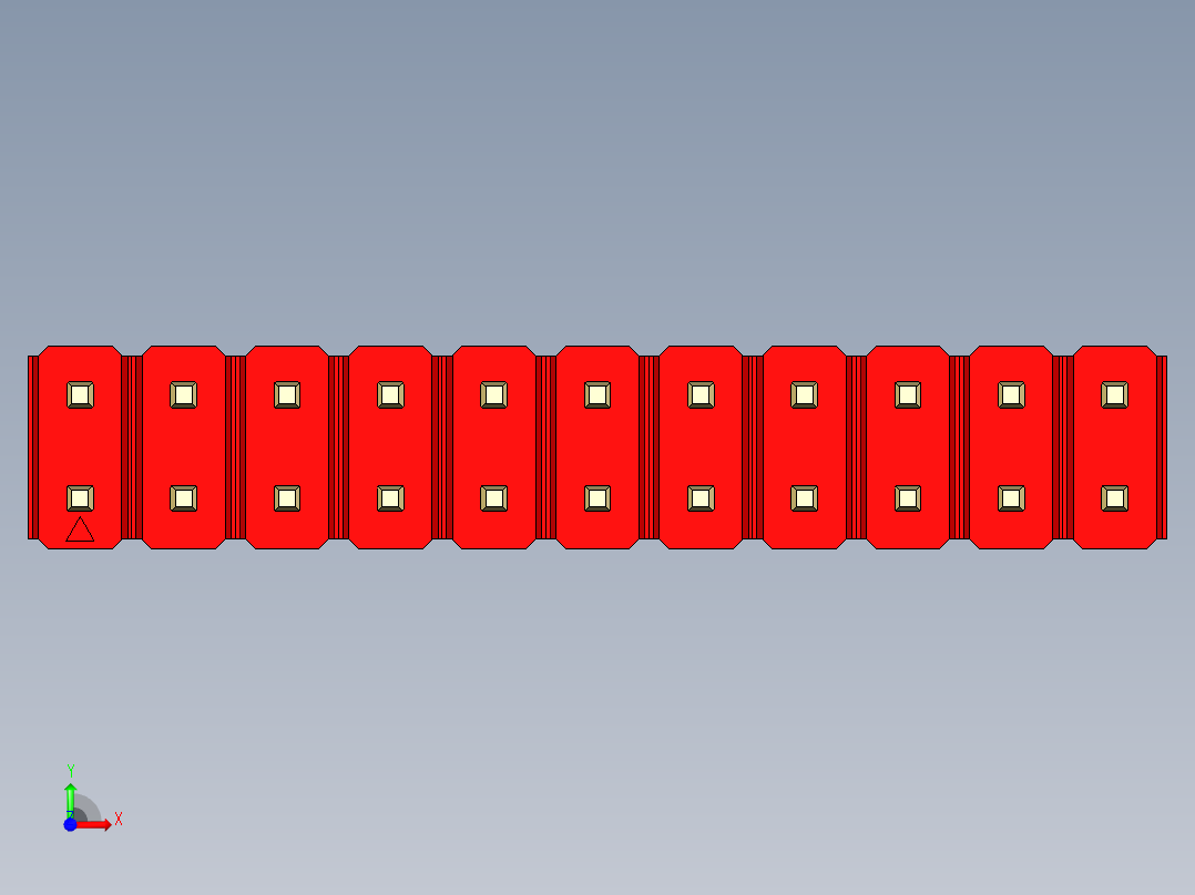 彩色公头100mil（2.54mm）系列-DS1021_red_2x11p_100mil_Type5_rev1.0前视图