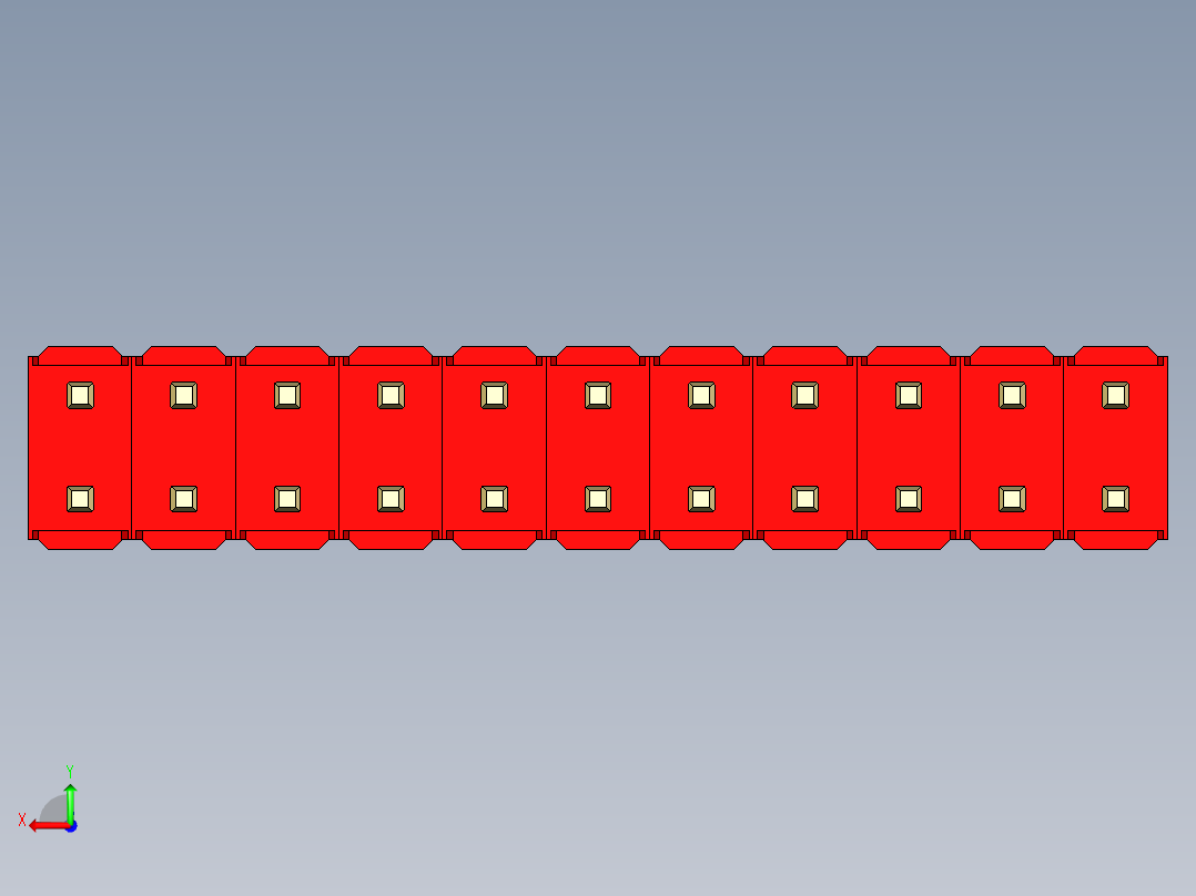彩色公头100mil（2.54mm）系列-DS1021_red_2x11p_100mil_Type5_rev1.0后视图