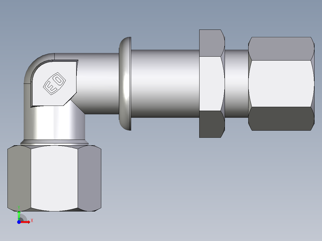 卡套式工业通用硬管接头EO_Bulkhead_elbow_WSV10L71前视图