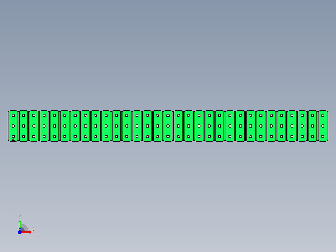 彩色公头100mil（2.54mm）系列-DS1021_green_3x31p_100mil_Type19_rev1.0前视图