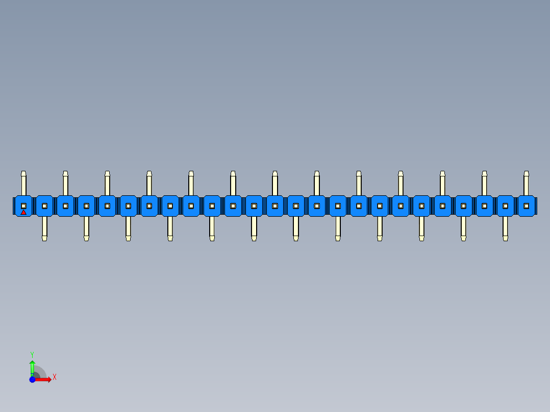 彩色公排针 100mil 2.54mm 系列-DS1022_blue_25p_100mil_Type_SMT_R1_rev1.0前视图