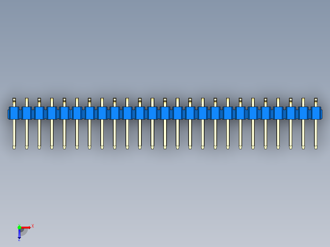 彩色公排针 100mil 2.54mm 系列-DS1022_blue_25p_100mil_Type_SMT_R1_rev1.0俯视图