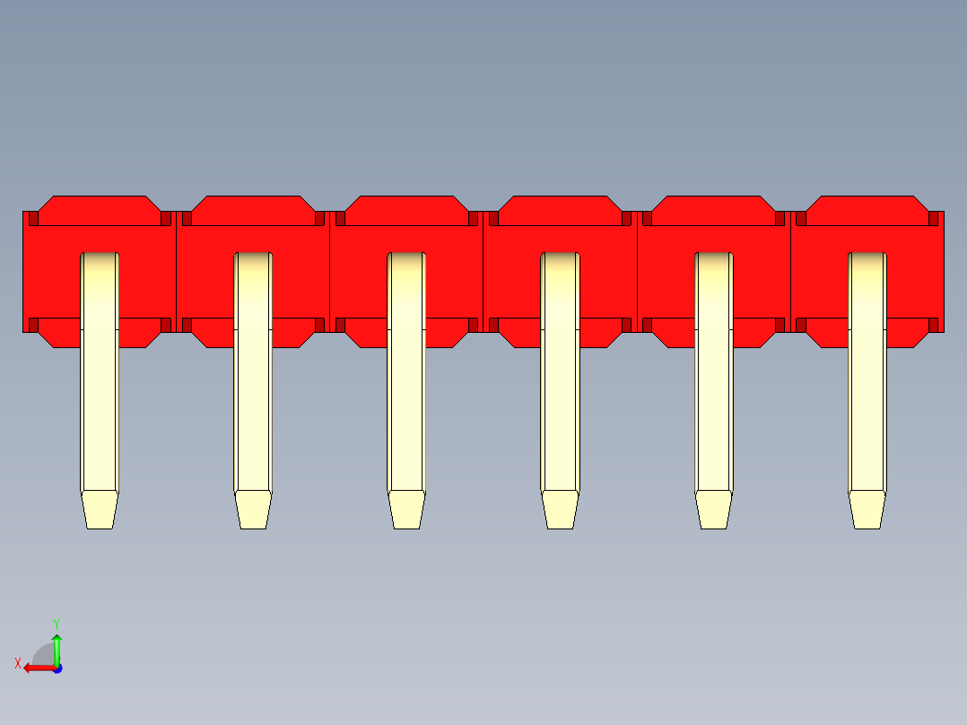 彩色公排针 100mil 2.54mm 系列-DS1022_red_1x06p_100mil_TypeD_rev1.0后视图